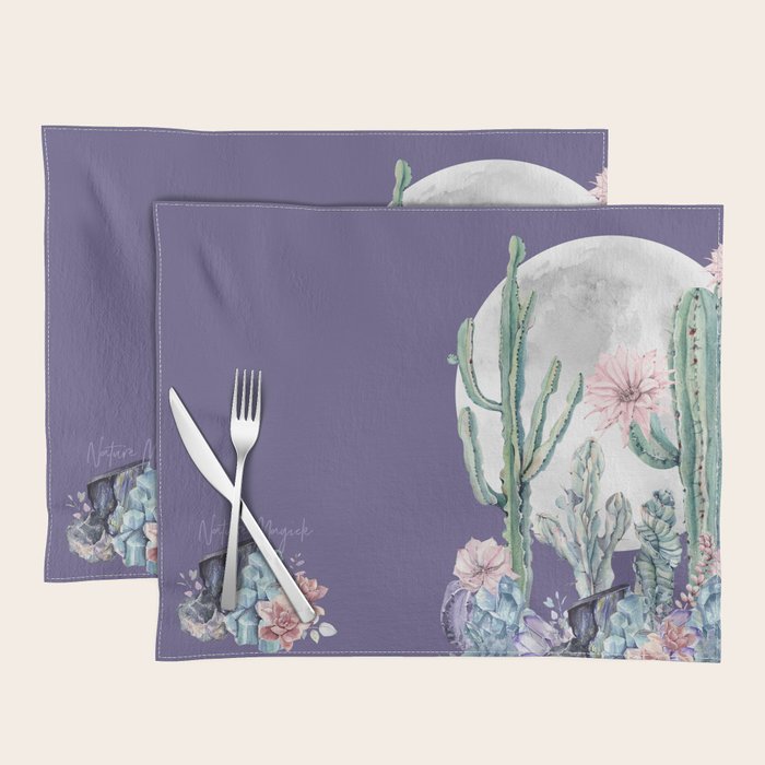 Desert Cactus Full Moon Succulent Garden on Purple Placemat Gallery Image 1