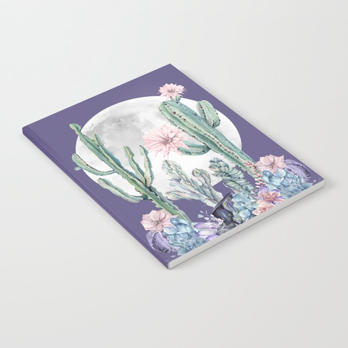 Desert Cactus Full Moon Succulent Garden on Purple Notebook Gallery Image 1