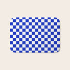 Cobalt Blue and White Checkerboard Pattern Bath Mat Gallery Image 1