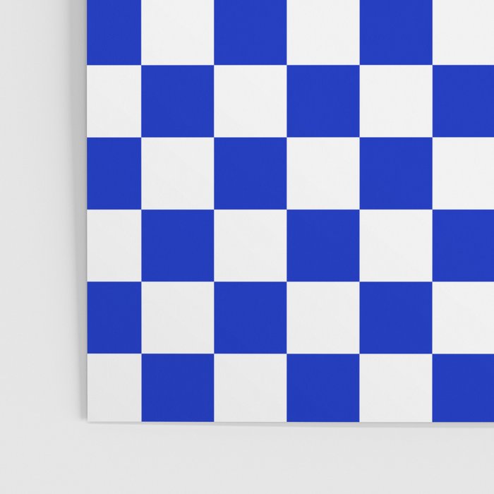 Cobalt Blue and White Checkerboard Pattern Poster Gallery Image 3