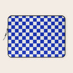 Cobalt Blue and White Checkerboard Pattern Laptop Sleeve Gallery Image 1