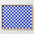 Cobalt Blue and White Checkerboard Pattern Serving Tray Gallery Image 1