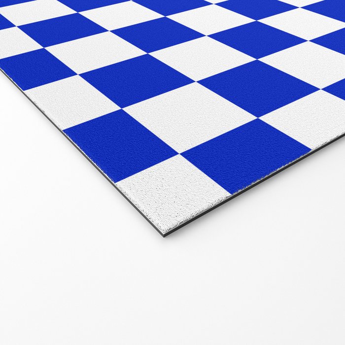 Cobalt Blue and White Checkerboard Pattern Welcome Mat Gallery Image 2
