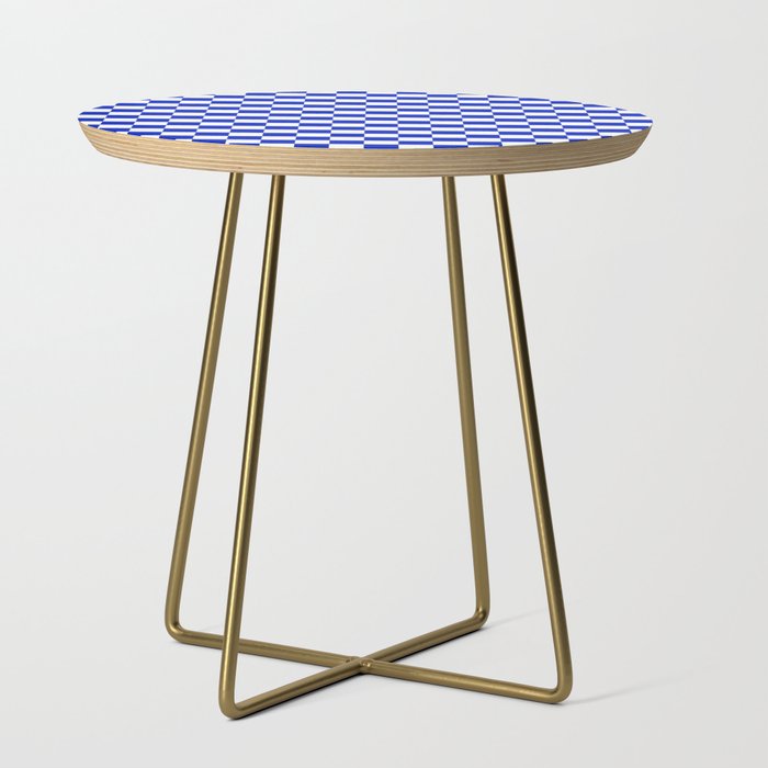 Cobalt Blue and White Checkerboard Pattern Side Table Gallery Image 1