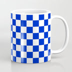 Cobalt Blue and White Checkerboard Pattern Coffee Mug Gallery Image 1