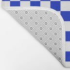 Cobalt Blue and White Checkerboard Pattern Bath Mat Gallery Image 2