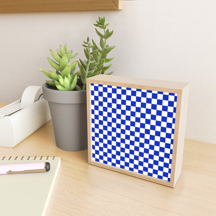 Cobalt Blue and White Checkerboard Pattern Mini Art Print Gallery Image 2