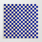 Cobalt Blue and White Checkerboard Pattern Wood Wall Art Gallery Image 1