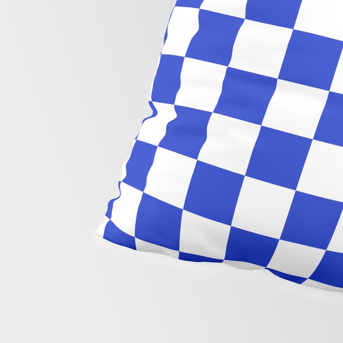 Cobalt Blue and White Checkerboard Pattern Pillow Sham Gallery Image 4