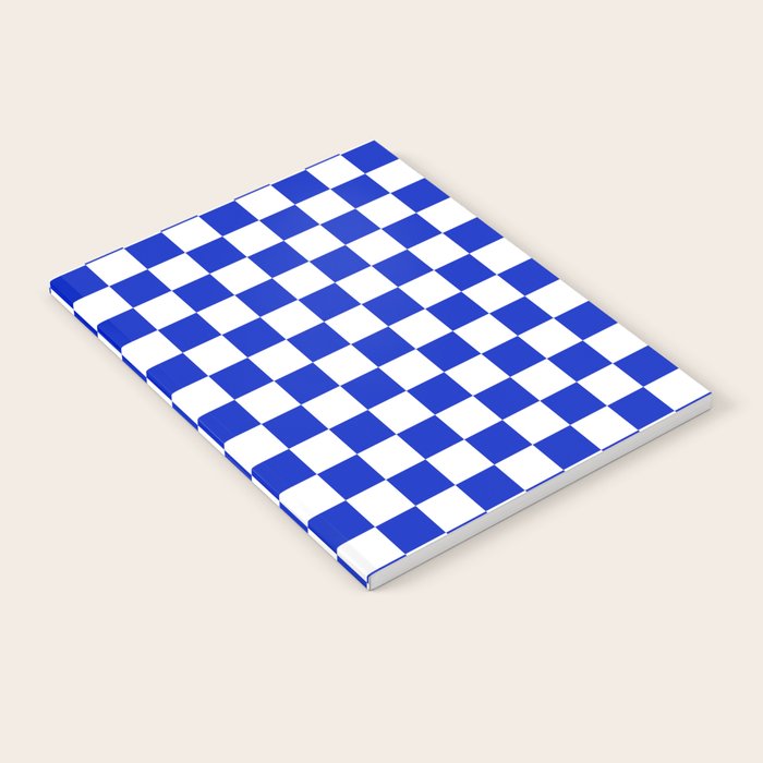 Cobalt Blue and White Checkerboard Pattern Notebook Gallery Image 2