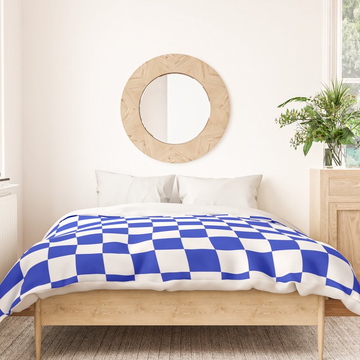 Cobalt Blue and White Checkerboard Pattern Duvet Cover Gallery Image 3