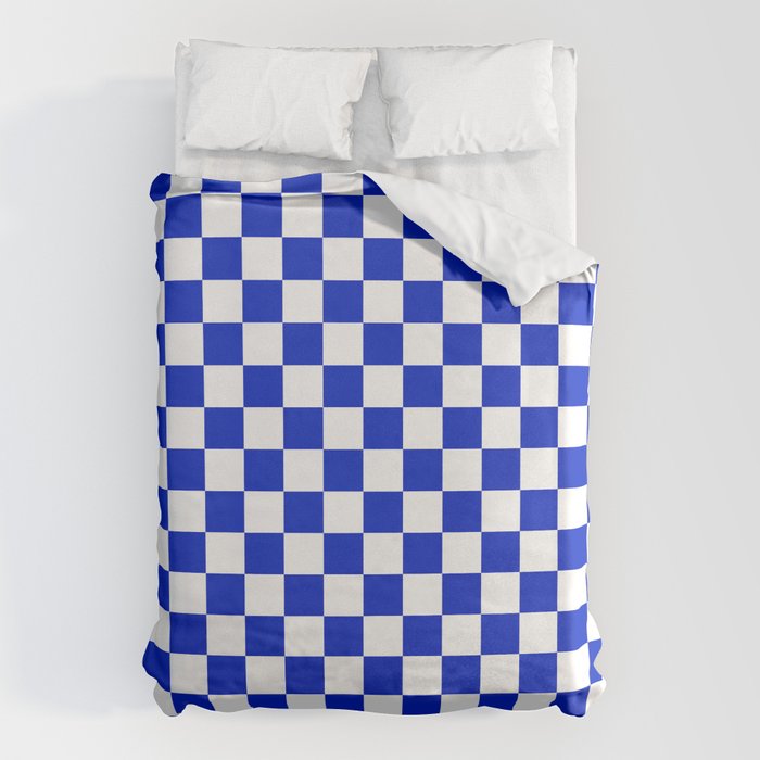 Cobalt Blue and White Checkerboard Pattern Duvet Cover Gallery Image 6