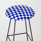 Cobalt Blue and White Checkerboard Pattern Stool Gallery Image 2
