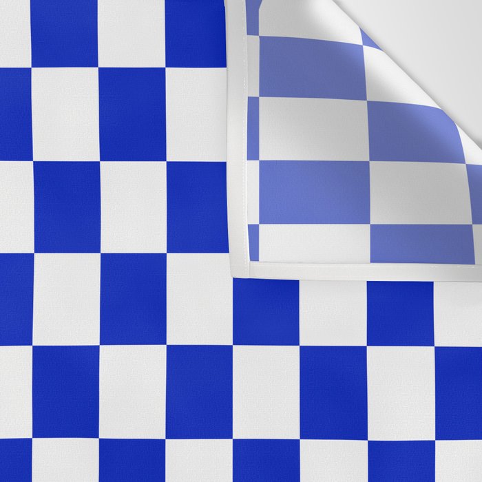 Cobalt Blue and White Checkerboard Pattern Wall Tapestry Gallery Image 3