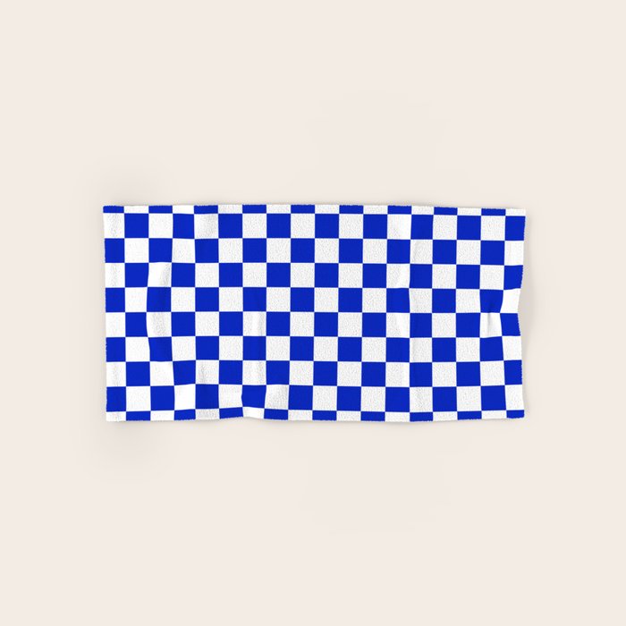 Cobalt Blue and White Checkerboard Pattern Towels Gallery Image 1