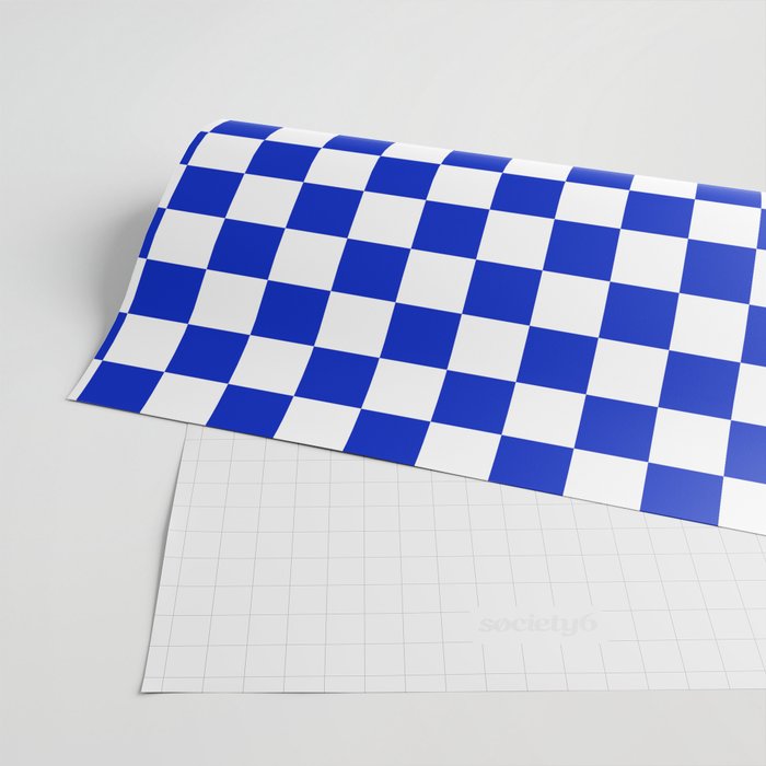 Cobalt Blue and White Checkerboard Pattern Wrapping Paper Gallery Image 2