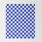 Cobalt Blue and White Checkerboard Pattern Throw Blanket Gallery Image 2