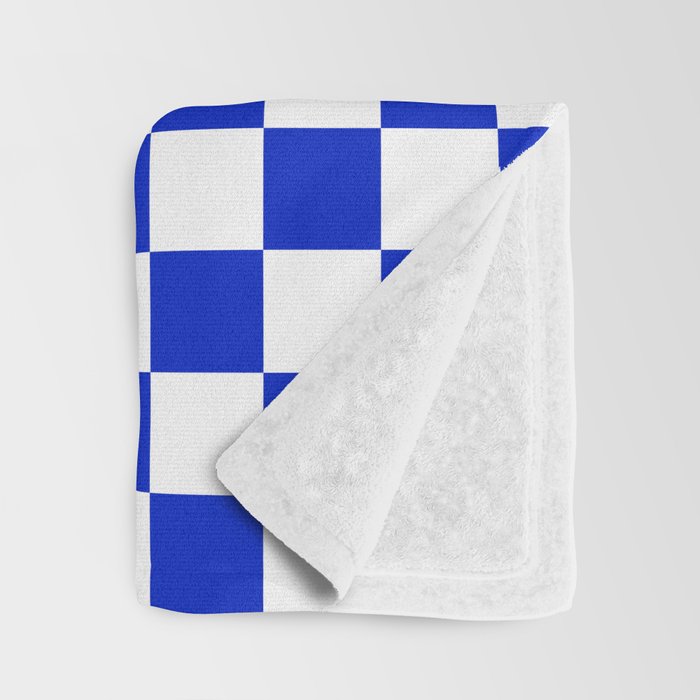 Cobalt Blue and White Checkerboard Pattern Throw Blanket Gallery Image 3