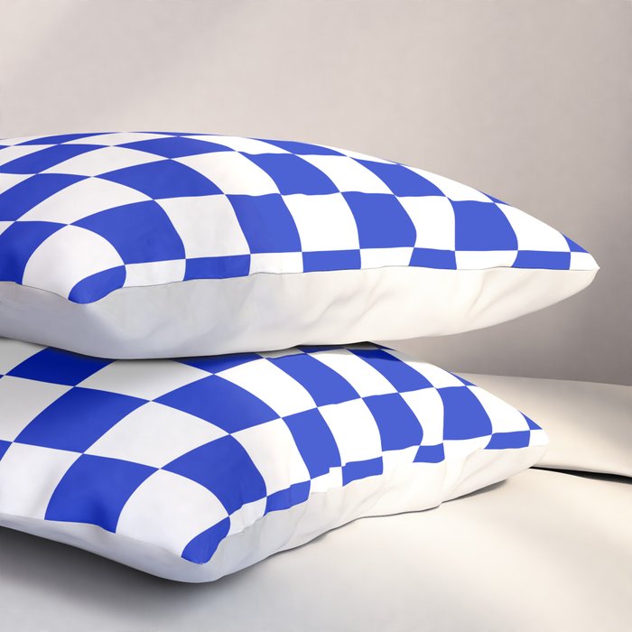 Cobalt Blue and White Checkerboard Pattern Pillow Sham Gallery Image 3
