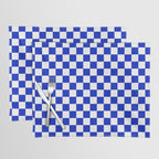 Cobalt Blue and White Checkerboard Pattern Placemat Gallery Image 1