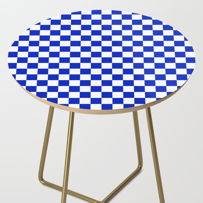 Cobalt Blue and White Checkerboard Pattern Side Table Gallery Image 2