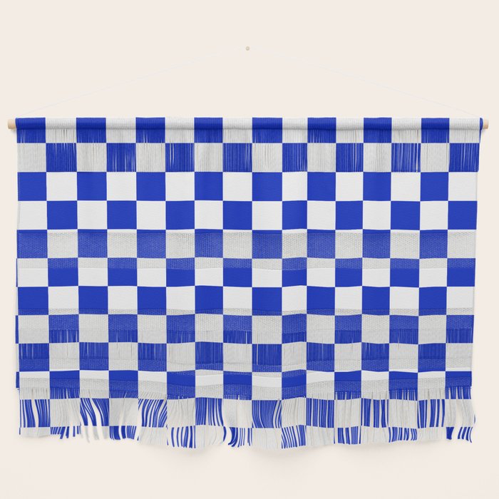 Cobalt Blue and White Checkerboard Pattern Wall Hanging Gallery Image 1