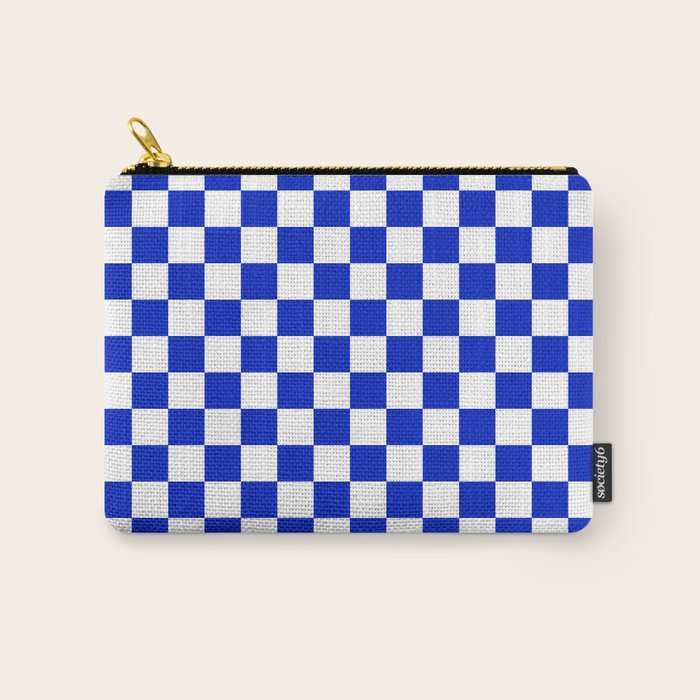Cobalt Blue and White Checkerboard Pattern Carry All Pouch Gallery Image 1