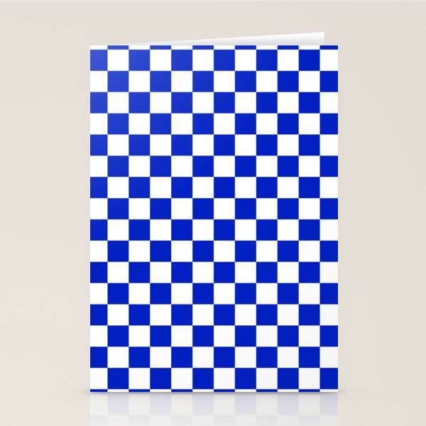 Cobalt Blue and White Checkerboard Pattern Stationery Card Gallery Image 2