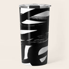 Swirl Black & White Minimalist Abstract Mid century Ink Art Dark Brush Strokes Travel Mug Gallery Image 1