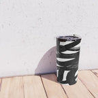 Swirl Black & White Minimalist Abstract Mid century Ink Art Dark Brush Strokes Travel Mug Gallery Image 4