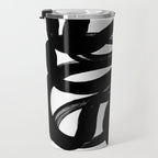 Swirl Black & White Minimalist Abstract Mid century Ink Art Dark Brush Strokes Travel Mug Gallery Image 3