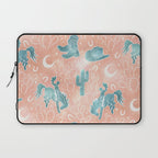 Cosmic Cowboys and Cacti -  peach and turquoise  Laptop Sleeve Gallery Image 1