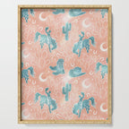 Cosmic Cowboys and Cacti -  peach and turquoise  Serving Tray Gallery Image 1