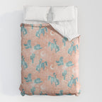 Cosmic Cowboys and Cacti -  peach and turquoise  Comforter Gallery Image 6