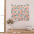 Cosmic Cowboys and Cacti -  peach and turquoise  Wall Tapestry Gallery Image 2