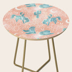Cosmic Cowboys and Cacti -  peach and turquoise  Side Table Gallery Image 2