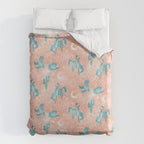 Cosmic Cowboys and Cacti -  peach and turquoise  Duvet Cover Gallery Image 6