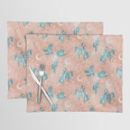 Cosmic Cowboys and Cacti -  peach and turquoise  Placemat Gallery Image 1