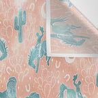 Cosmic Cowboys and Cacti -  peach and turquoise  Wall Tapestry Gallery Image 3