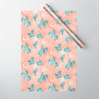 Cosmic Cowboys and Cacti -  peach and turquoise  Wrapping Paper Gallery Image 1