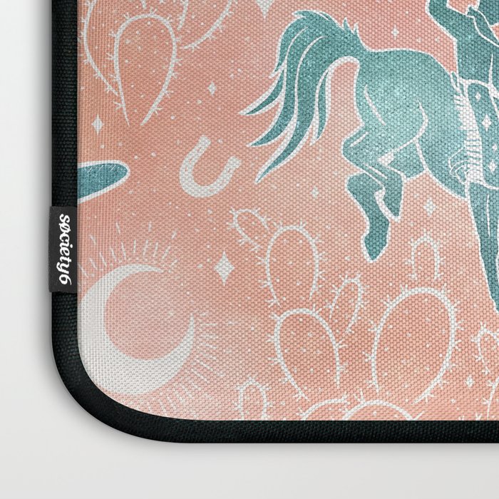 Cosmic Cowboys and Cacti -  peach and turquoise  Laptop Sleeve Gallery Image 3