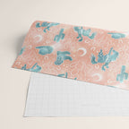 Cosmic Cowboys and Cacti -  peach and turquoise  Wrapping Paper Gallery Image 2