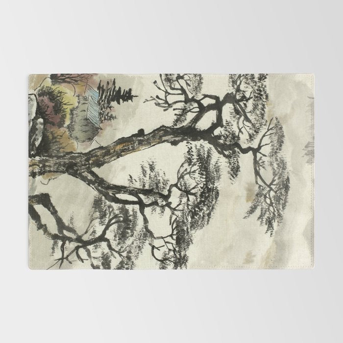 Japanese Mountain Forest Tree Landscape Rug Gallery Image 2