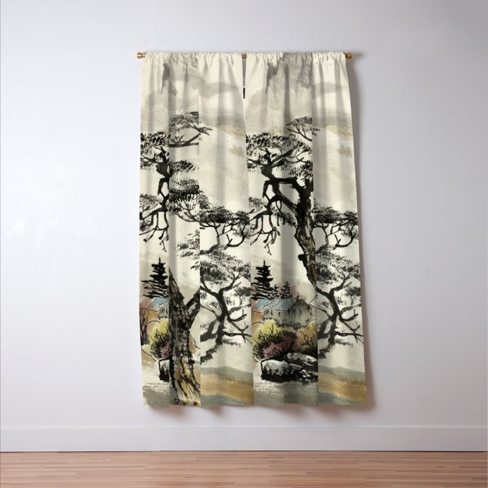 Japanese Mountain Forest Tree Landscape Window Curtain Gallery Image 3