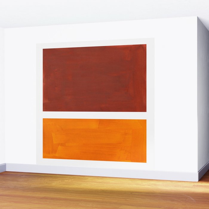 Burnt Sienna Yellow Ochre Rothko Minimalist Mid Century Abstract Color Field Squares Wall Mural Gallery Image 2