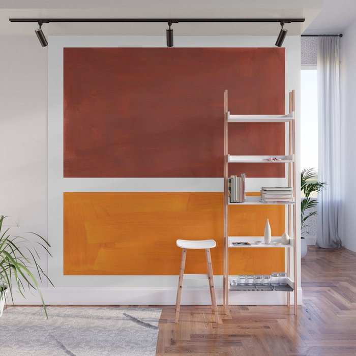 Burnt Sienna Yellow Ochre Rothko Minimalist Mid Century Abstract Color Field Squares Wall Mural Gallery Image 1