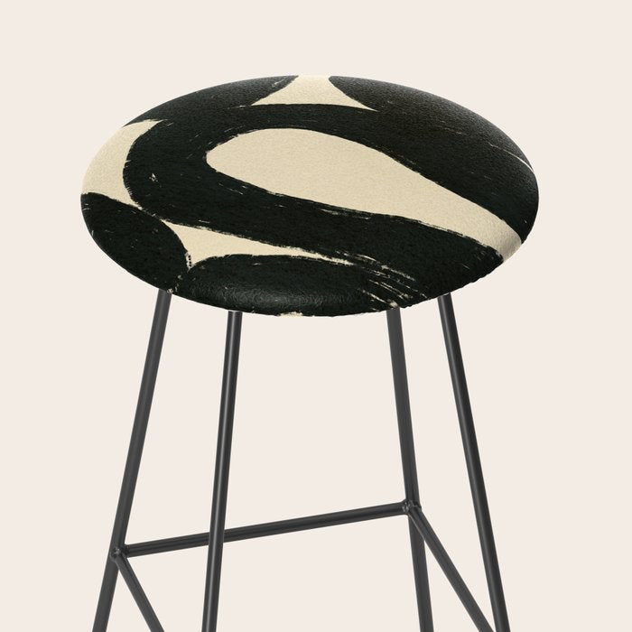 Abstract black shapes pattern N01 Stool Gallery Image 2