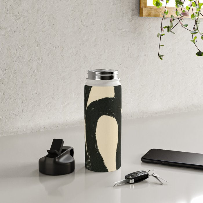 Abstract black shapes pattern N01 Water Bottle Gallery Image 4