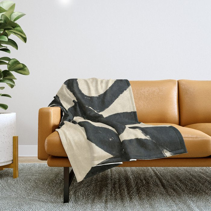 Abstract black shapes pattern N01 Throw Blanket Gallery Image 1