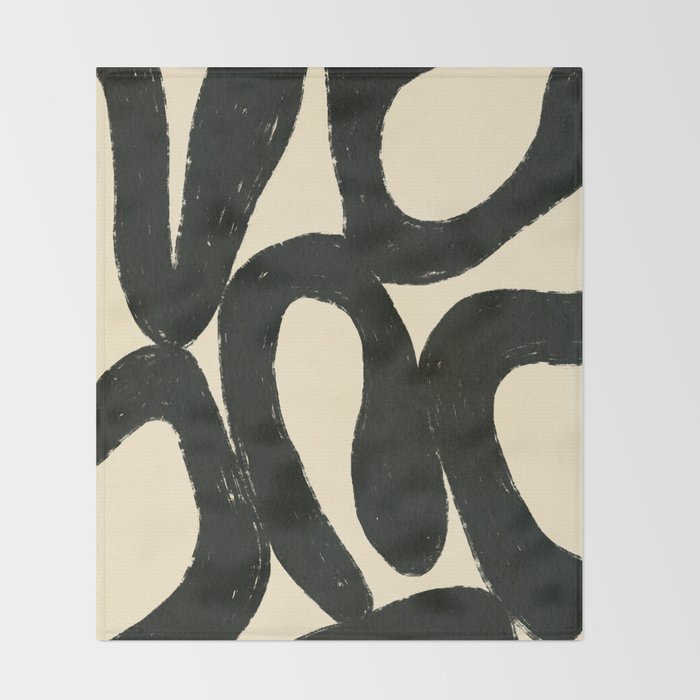 Abstract black shapes pattern N01 Throw Blanket Gallery Image 2